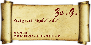 Zsigrai Győző névjegykártya